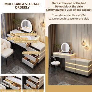 Large Vanity Desk with Mirror and Lights